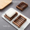 Vowupt 2PCS Wooden Soap Dish Self-Draining Holder Tray for Bathroom
