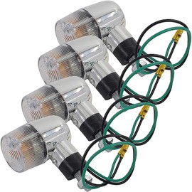 Parishop Motorcycle Turn Signals, Universal, Clear, 4 Pieces, Round Clear Lens, European Mini Turn Signal, For Motorcycles, Parts, High Durability, Low Power Consumption, Genuine Type, High Brightness