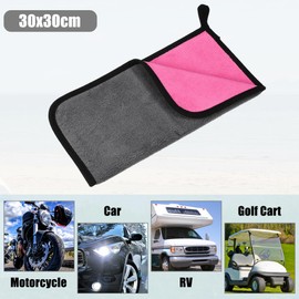 X AUTOHAUX 4pcs Microfibre Car Drying Towel 11.81"x11.81" Extra Large Gray Pink
