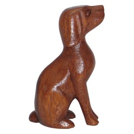 Brave Wings Hand Carved Wooden Dog ~ Loyal Obedient Dog waits for Mum and Dad ~ Ornament Sculpture Figurine Statue Unique Table Decoration Home Decor ~ 5239