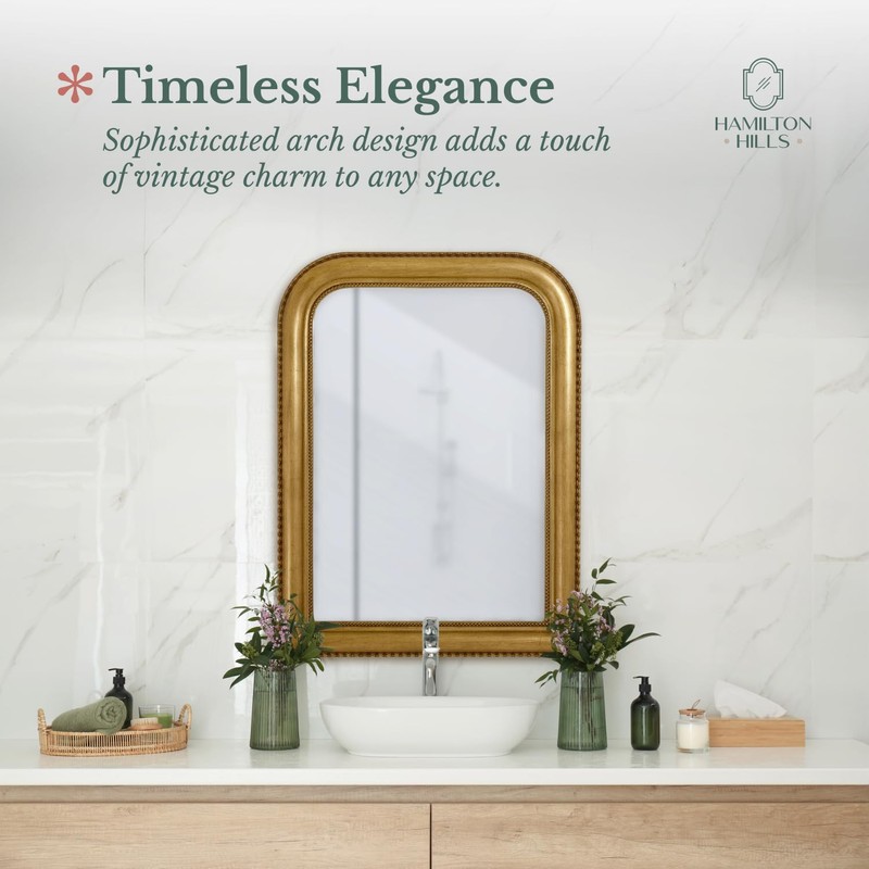 Hamilton Hills 36" x 24" Classic Gold Framed Polished Glass