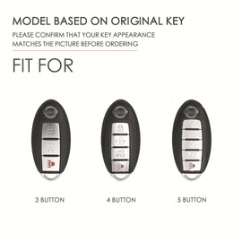 ontto Car Key Cover Case fit for Nissan Leaf Juke Versa Note Pathfinder R52 Patrol Y62 Leather Smart Key Fob Cover Keyring Accessories Remote Key Shell Keychain Key Holder 3 Buttons Black