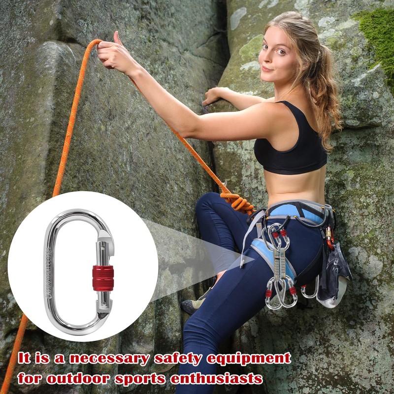 2 Pack Screw Lock Carabiner Clips,100Kg Load Capacity Heavy Duty