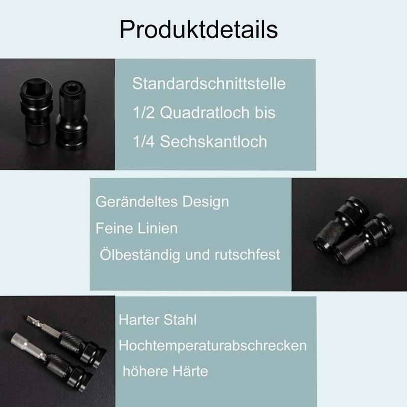 Wjelet Pack of 2 Socket Adapters, 1/4 Inch Hex Socket