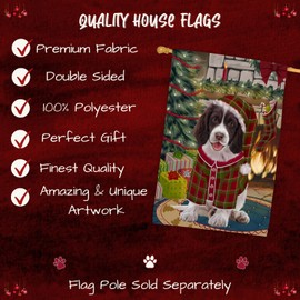 Doggie of the Day Springer Spaniel Dog House Flag - Christmas Stocking was Hung - Holiday Outdoor Double Sided Pet Portrait Home Garden Decor 28"w x 40"h, HFLG57670