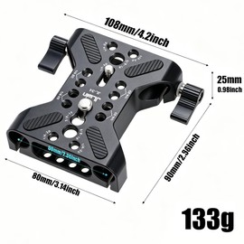 JLWIN Camera Base Plate with 15mm Rod Rail Clamp,Camera Rig 15mm Rod Rail System Base Plate for DSLR Camera Cage, Follow Focus, Matte Box, Video Shooting Accessories (Rods not Included)