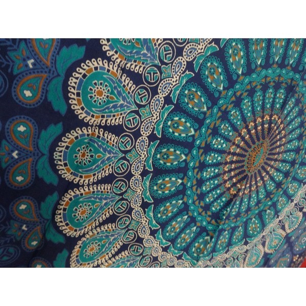 Tapestry Wall Hanging, Mandala Tapestries, Indian Cotton Bedspread, Blue Color Theme, Picnic Blanket, Wall Art, Hippie Tapestry, 140 x 220 Cms