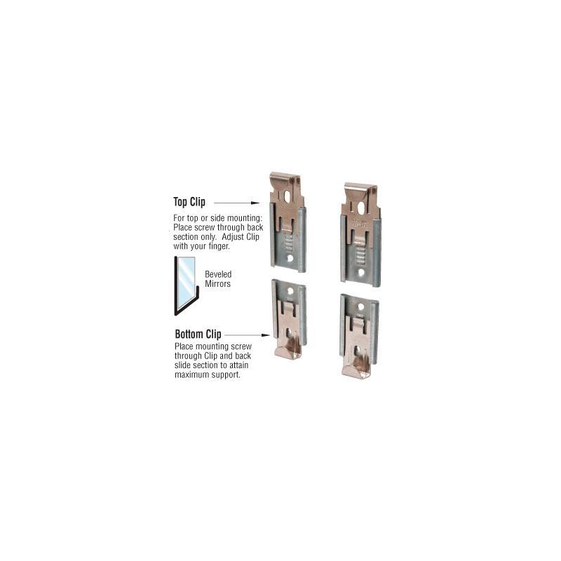CRL Nickel Plated Adjustable Mirror Clip Set for 1/4" Beveled
