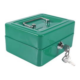 Kippen 10032V1 Cash Box with Coin Compartment, Colour: Green, Dimensions: 150 x 120 x 80 mm