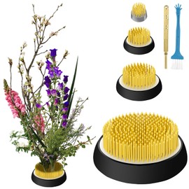 YCCOKJJ Ikebana Hedgehog Kit Round Kenzan with Pin Care Pen and Brush, Reusable Flower Frog (70 mm/46 mm/34 mm/23 mm Flower Hedgehog) Hedgehog, Suitable for Living Room, Garden, Office, Flower Shop