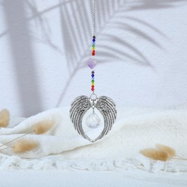 MAIGO Rainbow Crystal Angel Wing Suncatcher - Chakra Decor, Angel Wings Ornament, Suncatchers for Windows Hanging, Crystal Suncatcher, Chakra Hanging Car Accessories, Outdoor Colorful Home Decor (2)