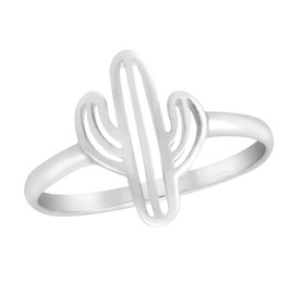 AeraVida Charming Desert Accent Saguaro Cactus .925 Sterling Silver Band Rings | Minimalist Plant Cactus Silver Ring for Women | Casual Silver Accessory for All Occasion | Anniversary Jewelry Gift | Size (8)