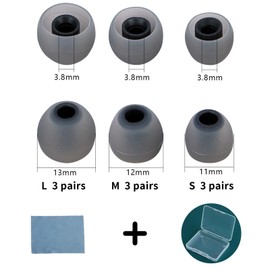 TSZYYM Earbud Tips Ear Bud Tips Soft Anti Slip Washable and Reusable Silicone Replacement Earbud Tips Fit Most in-Ear Earbuds(Inner Hole 3.8mm -5.1mm) 18pcs S M L