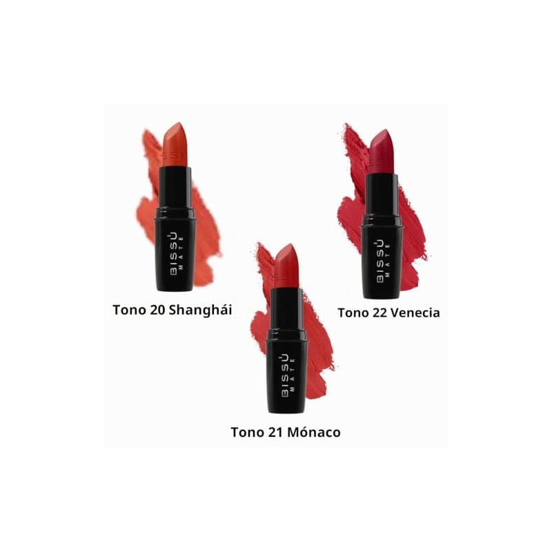Kit Labial Mate Bissú Tonos Rojos 3 Pzas (Rojo, 3)