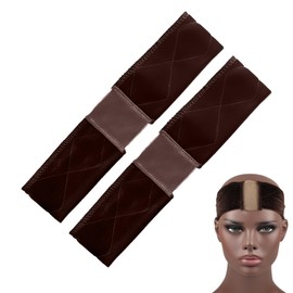2PCS Elastic Wigs Grip Headband,Velvet Wig Grips Band,Adjustable Non Slip Wig Gripper Headband,Thinner Velvet Wigs Grip for Hair Loss, Cosplay (Dark Brown, One Size)