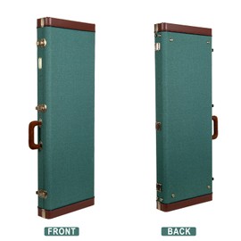 Crossrock Master Series Electric Guitar Case for Fender Stratocaster & Telecaster | Malachite Blue Tweed Exterior, Re-Engineered Wooden Shell, Leather Handle & Gold Velvet Interior