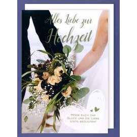 Giant Card Wedding Greeting Card Foil Print Bride and Groom Bouquet A4