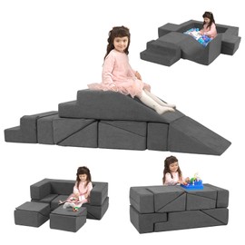 GudoInsole Kids Play Couch Foam Climbing Blocks for Toddlers Sofa Convertible Climbing Toy for Creative Child Girls and Boys Climber Playroom Furniture (Dark Grey)