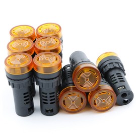 22mm DC 24V Yellow LED Flashing Buzzer Pilot Panel Indicator Light