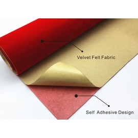 COLOURFUL US Red Self Adhesive Velvet Fabric Sticky Felt Sheets for Art & Crafts, Jewelry Box, Drawer Liners- 2PCS x (17.3 inch x 39.3 inch)