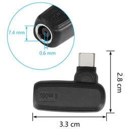 SinLoon - Adaptador de carga de alimentación macho de 100 W PD DC de 7,4 mm x 5,0 mm hembra (7,4 mm x 0,6 mm), Uil-in con chip de inducción de identificación automática PD, para teléfonos, tabletas,