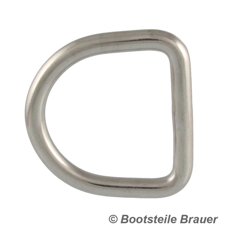 BOOTSTEILE BRAUER Pack of 5 D-Ring Welded, Polished, Diameter 6