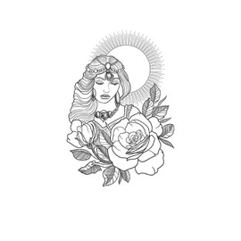 kobench Cool Temporary Tattoos,Woman Flowers In Contemplation - K90 Design,Waterproof,Easy-to-Apply,Long Lasting 1-2 Weeks, Plant-Based,Women Tattoos