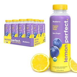 Lemon Perfect Blueberry, Flavored Lemon Water, Organic, Zero Sugar, Healthy Hydration Drinks, 15.2 fl oz Bottles (12-Pack)