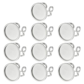 PATIKIL Stainless Ring Blank, 18mm 10 Pcs Adjustable Finger Ring Blank Base Bezel Trays Flat Pad Tray for Jewelry Making Finding DIY Carvings, Silver