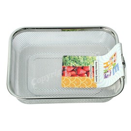DAEHEUNG Stainless Rectangle Basket Stainless Steel Rectangle Mesh L11×D8.6×H2(Inch) Sink Basket Vegetable Fruit Colander Strainer Kitchen Tools 1Pcs