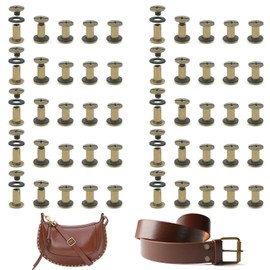 MABAHON 50 Set Leather Rivets Chicago Button Binding Screws Metal Rivet M5 x 10mm Leather Screws Fasteners Set Screw for Belt Repair Scrapbook Photo Bookbinding (Bronze)