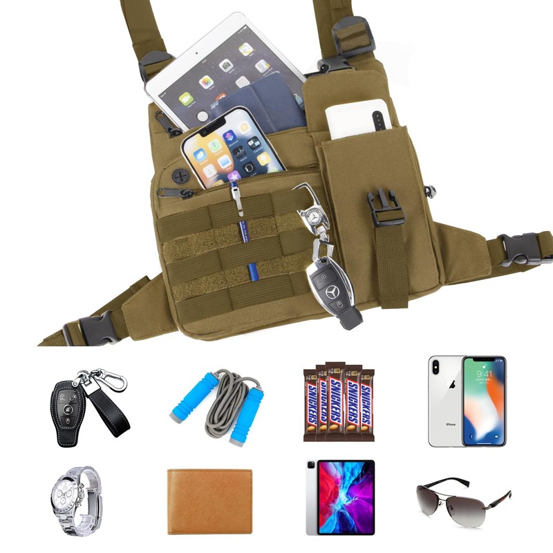 KINGSLONG Tactical Chest Bag Lightweight Chest Pack, Water Resistant Running