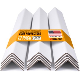 Paclord 24" x 2" x 2" Reinforced Cardboard Edge Protectors, White (Pack of 12) – 0.12" Thick Medium-Duty Cardboard Corner Protectors for Shipping – American Quality V-Board Pallet Edge Protectors
