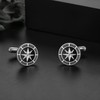 Compass Cufflinks Sterling Silver Onyx Cufflinks for Men Unique Cuff
