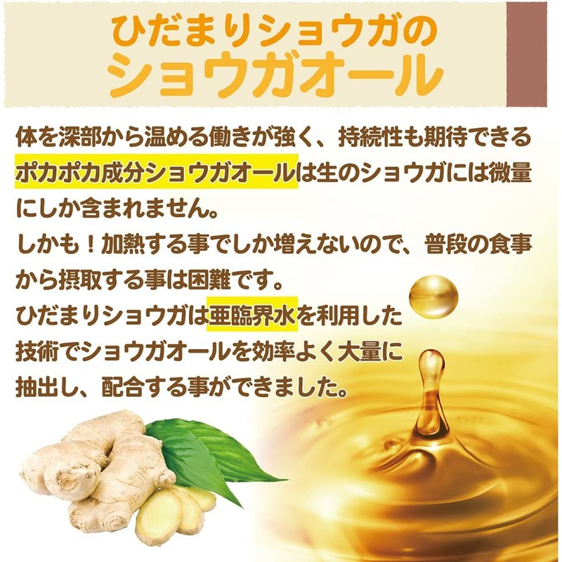 温活 サプリ ひだまりショウガ ぽかぽか成分 配合 ショウガオール レッドチリエキス ヒハツ抽出成分 (約６ヶ月分（360粒）)