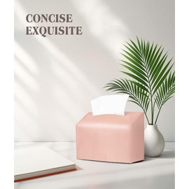 Livelab Paper Towels Cover Compatible with Kleenex Disposable Paper Hand Towels, PU Leather Tissue Box Holder Dispenser for Tabletop, Bathroom, Car, Office (LightPink)