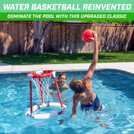 GoSports Splash Hoop 360 Floating Pool Basketball Game - Includes Hoop, 2 Balls and Pump - Red