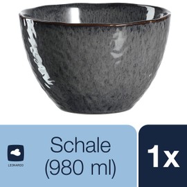 Leonardo Matera 018561 Ceramic Bowl, Dishwasher Safe Bowl, 1 Stoneware Bowl with Glaze, Grey, 980 ml, Diameter 15.3 cm