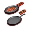DVK Sizzling Plate with Wooden Base Fajita Skillet with Scald
