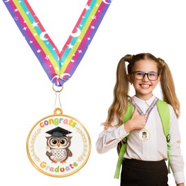 Kindergarten Preschool Graduation Medal 2025, Prek Graduation Medals for Kids Student Graduating Award Medallion with Rainbow Neck Ribbon, Kindergarten Preschool Prek Graduation Gift Party Decor