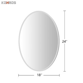 KOHROS Bathroom Mirrors for Over Sink - Oval Frameless Mirror - Beveled Polished Wall Mirror for Bathroom, Vanity, Bedroom (18" W x 24" H Oval)