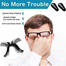 12 Pairs Adhesive Eye Glasses Nose Pads, Water-Drop Shape Stick on Anti-Slip Soft Silicone, Adhesive Nose Pads Glasses Nose Pad for Glasses, Eyeglasses and Sunglasses 2.8mm Black