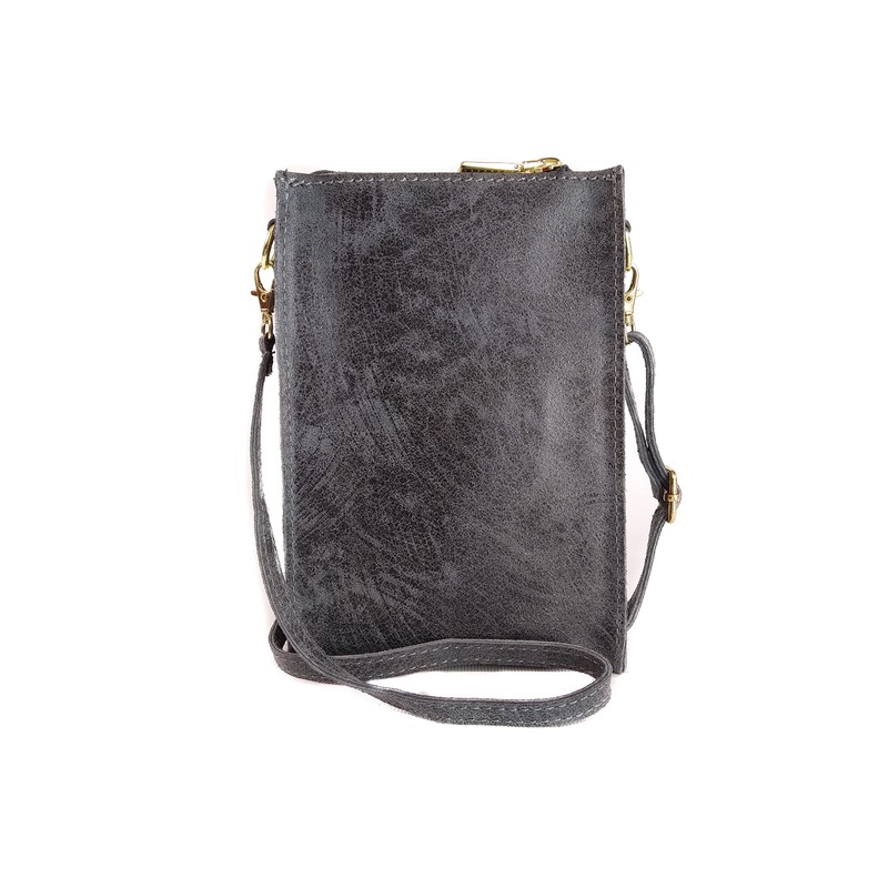 Duna Leather Shoulder Bag (Grey)