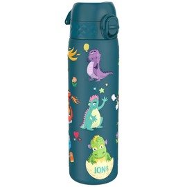 Ion8 Lightweight Steel Water Bottle, 600 ml/20 oz, Non-Insulated, Leak Proof, Easy to Open, Secure Lock, Dishwasher Safe, Flip Cover, Fits Cup Holders, Carry Handle, Metal Water Bottle, Dragons