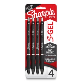 Sharpie S-Gel Gel Pens Ultra Fine Point (0.38mm) Black 4 Count