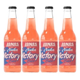Jones Soda Nuka Victory Cola 4 Pack Peach Mango Flavor Cane Sugar 12 Oz Bottles