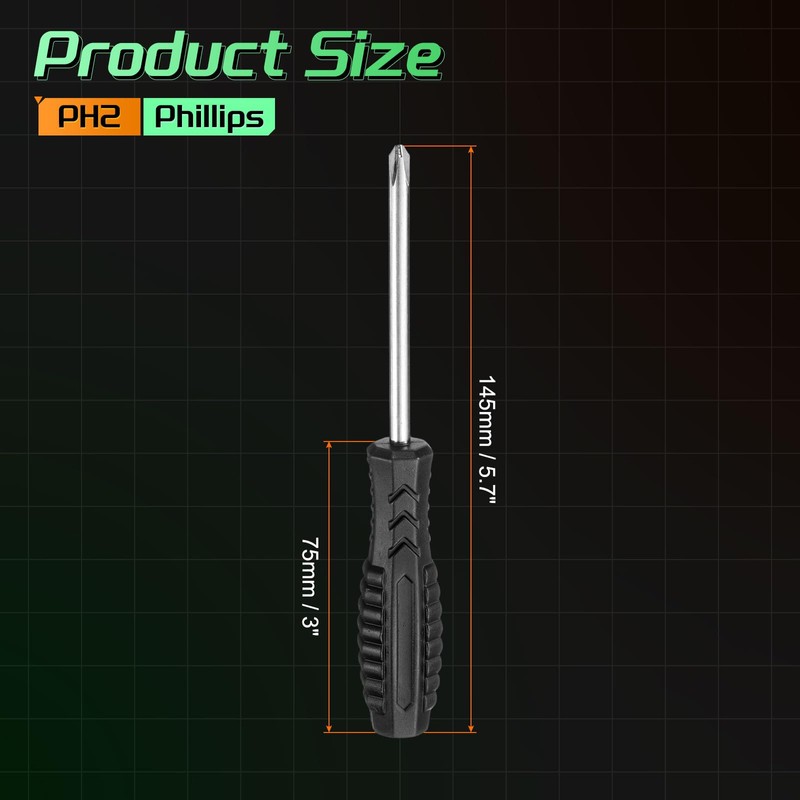sourcing map 20pcs PH2 Mini Phillips Screwdriver #2 5.7" Length