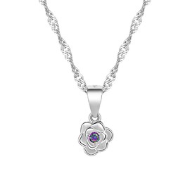 MENNICA BYDGOSKA Necklace 925 Silver Roses with Diamond Zirconia for Girls Women Jewellery Nickel Free for Gift, Diamond cubic zirconia