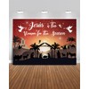 Mocsicka Christmas Nativity Backdrop Red Large Merry Christmas Party Decorations