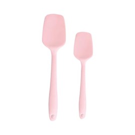 Premium Seamless Spoonula - Non-Stick Heat Resistant Silicone Scraper Spatula - Perfect for Mixing, Serving, Scraping, Stirring, and More - 8” mini and 11" Large Ultimate (Pink)